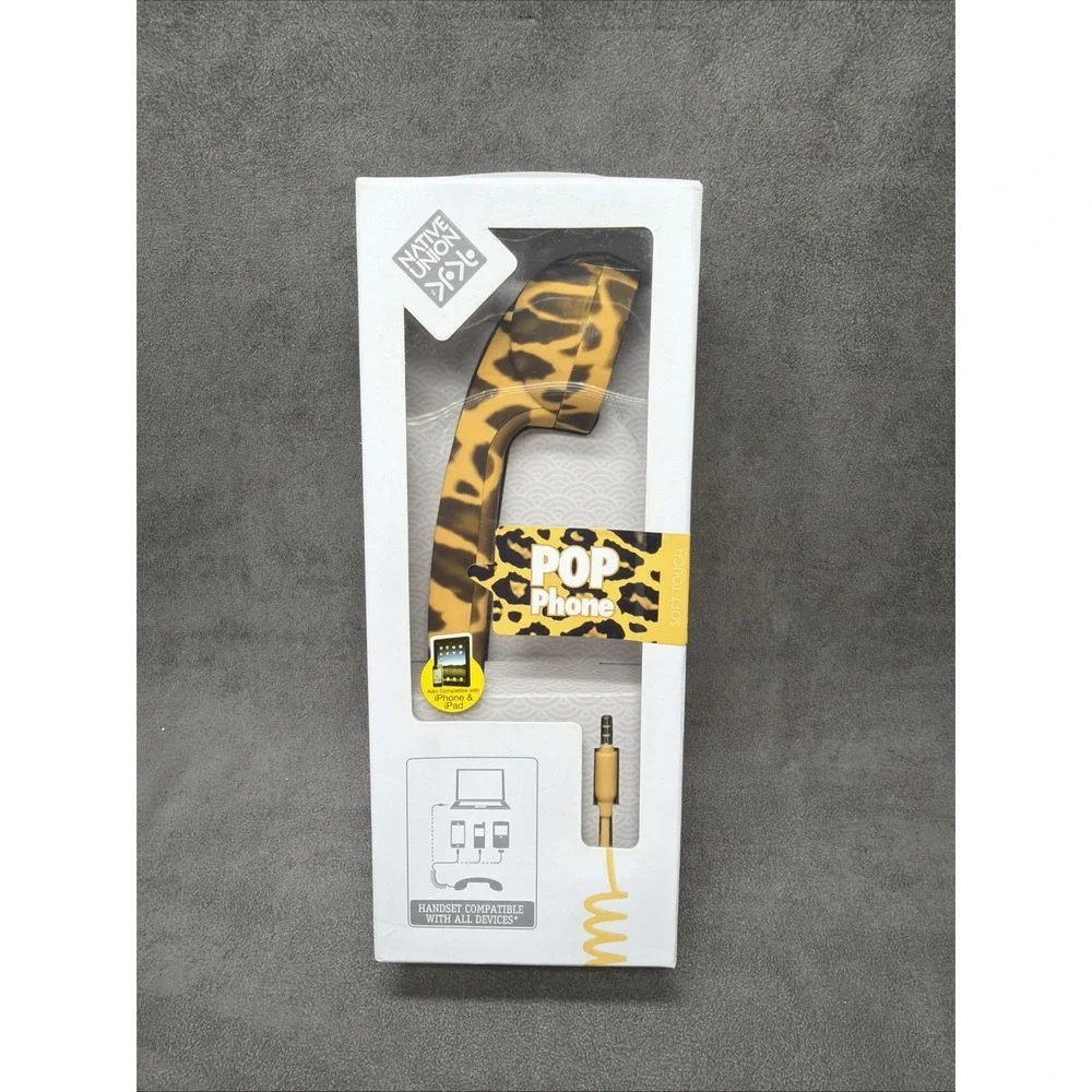 Native Union Pop Phone Retro Handset LEOPARD Print 3.5mm Jack